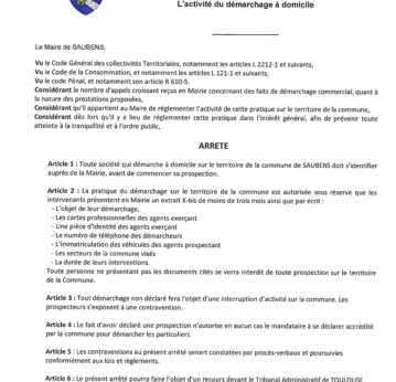 Réglementation du démarchage à domicile : arrêté municipal